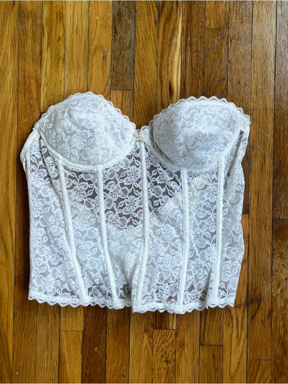 White Lace Longline Bustier Top - Women Intimates